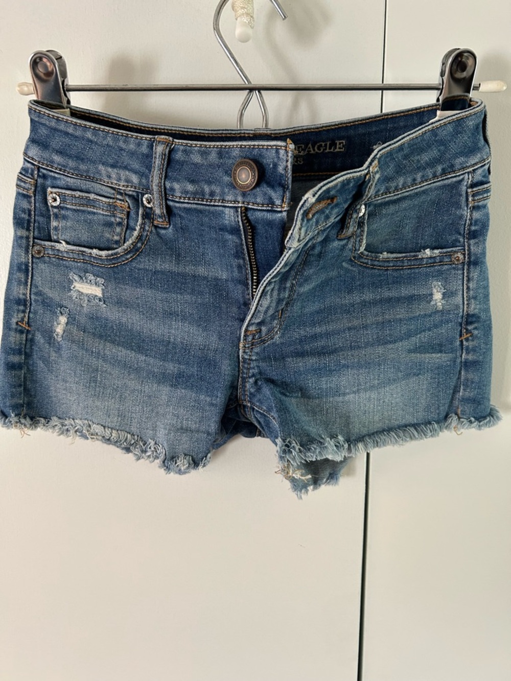 American Eagle Outfitters Blue Distressed Denim Cutoff Shorts
